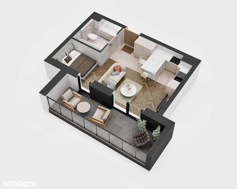 1-pokojowe mieszkanie 28m2 + balkon - Pełny obrazek: 2/8