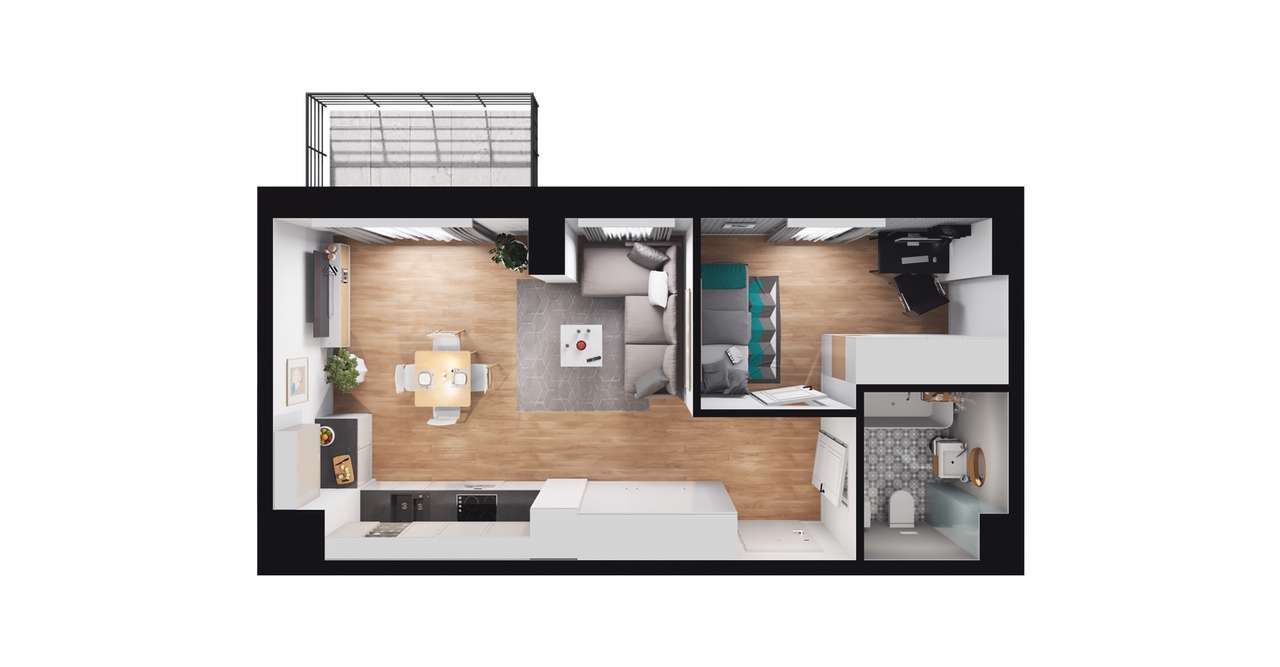 1-pokojowe mieszkanie 39m2 + balkon Bez Prowizji - Pełny obrazek: 2/8