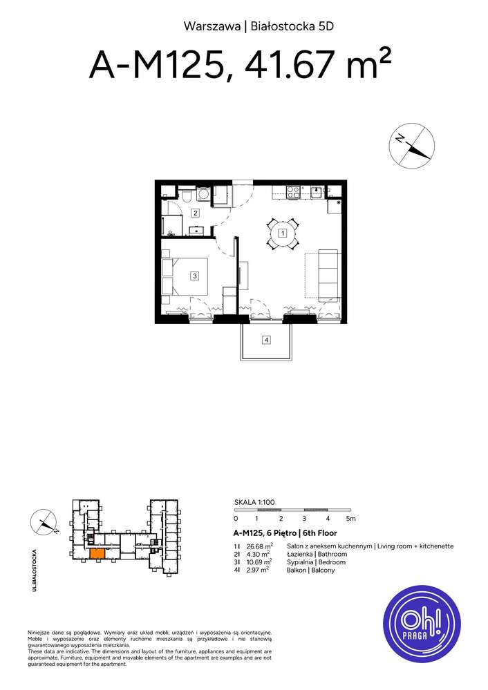 2-pokojowe mieszkanie 41m2 + balkon - Pełny obrazek: 2/9