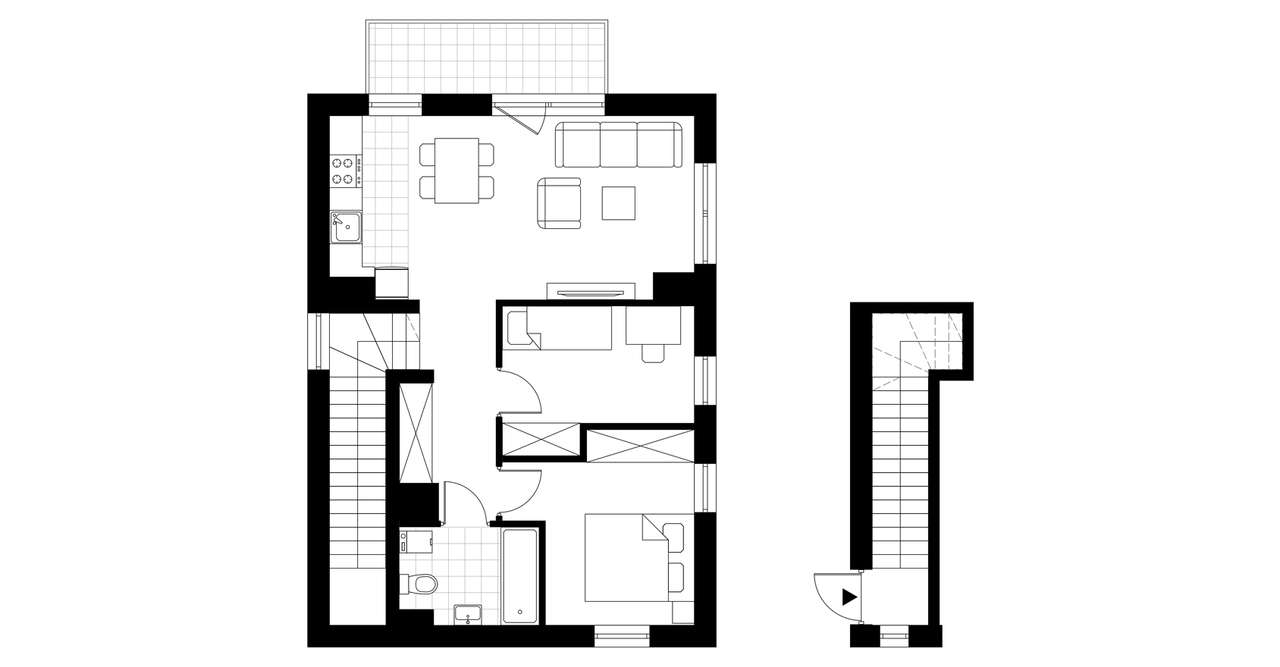 3-pokojowe mieszkanie 47m2 + balkon - Pełny obrazek: 3/8