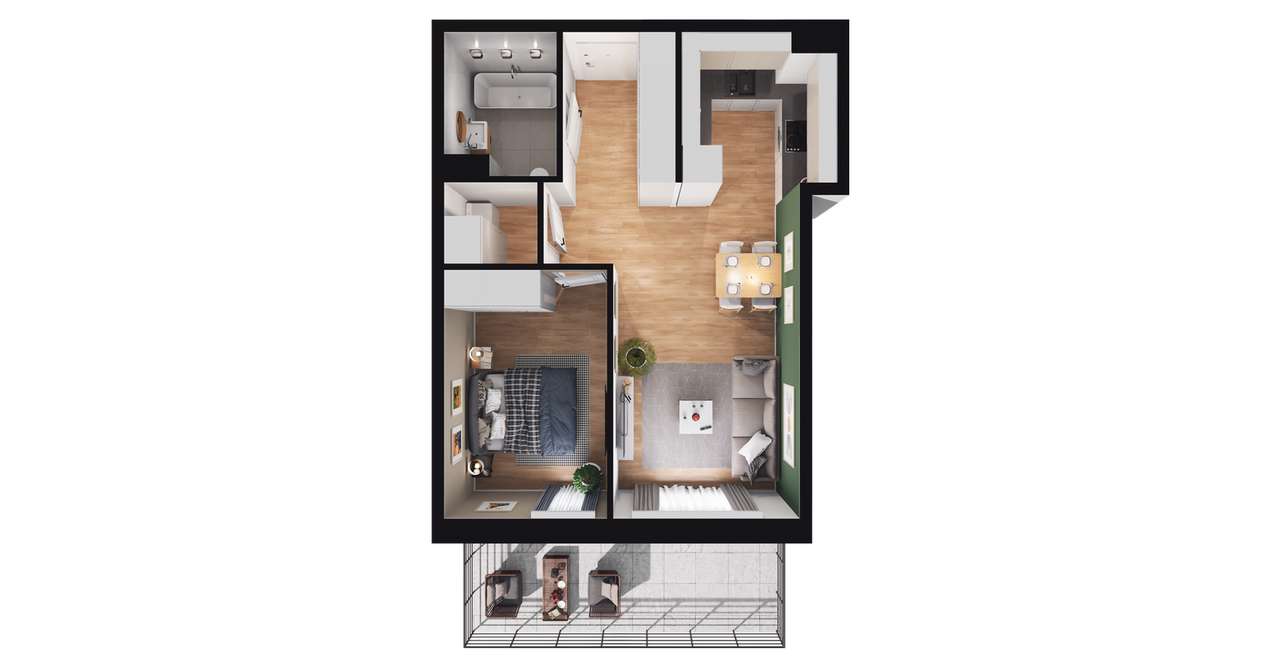 2-pokojowe mieszkanie 43m2 + taras Bez Pośredników - Pełny obrazek: 2/8