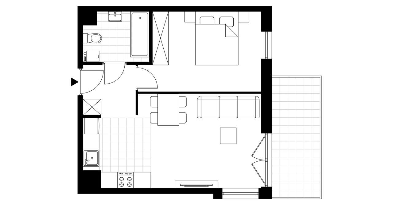 2-pokojowe mieszkanie 42m2 + balkon Bez Prowizji - Pełny obrazek: 3/8
