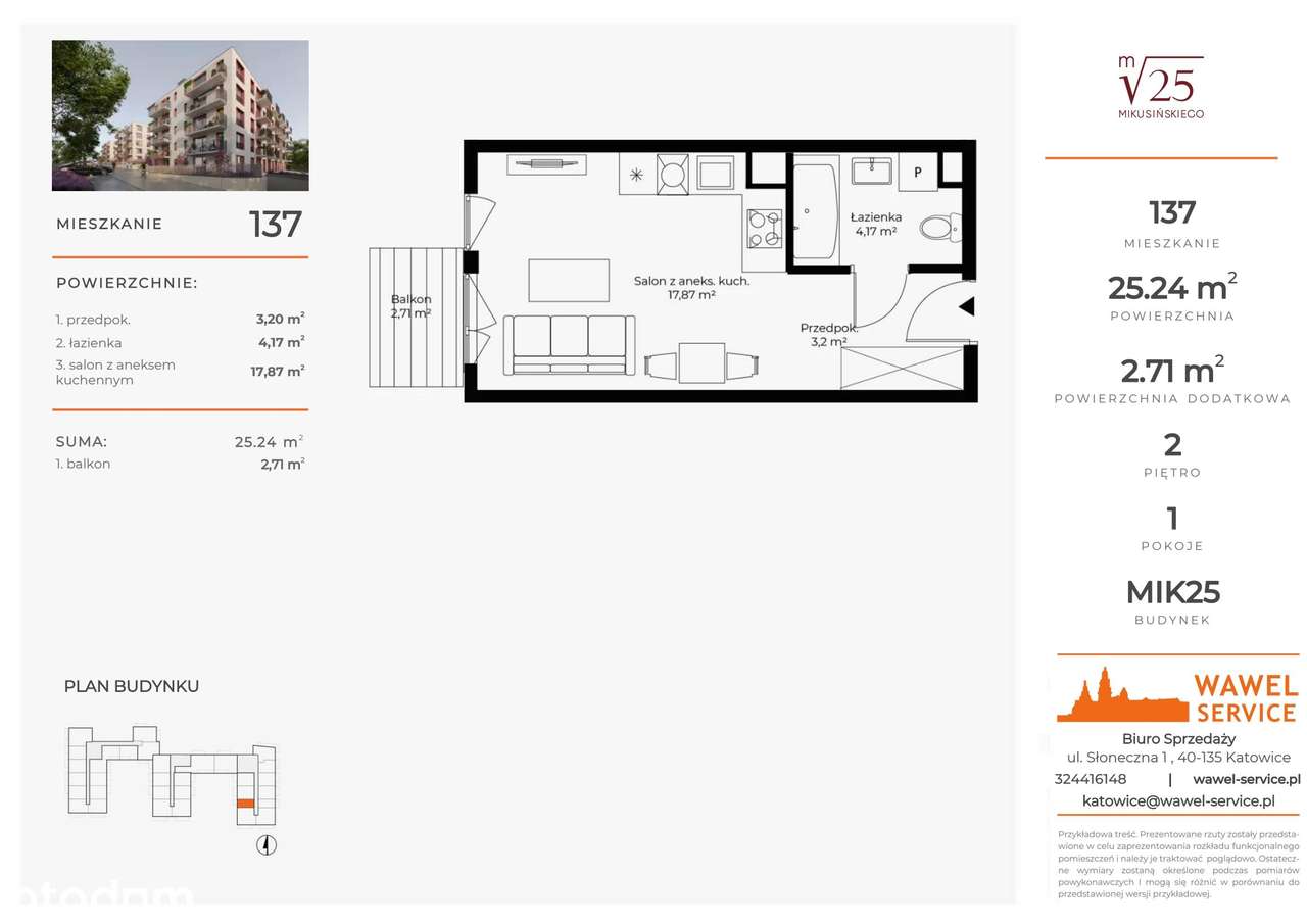 1-pokojowe mieszkanie 25m2 + balkon Bez Prowizji - Pełny obrazek: 2/9