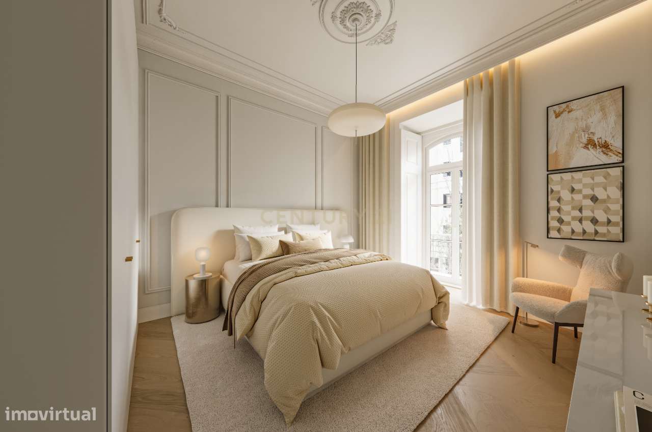 Elegante T2 com varanda e interiores luminosos. - Grande imagem: 4/10