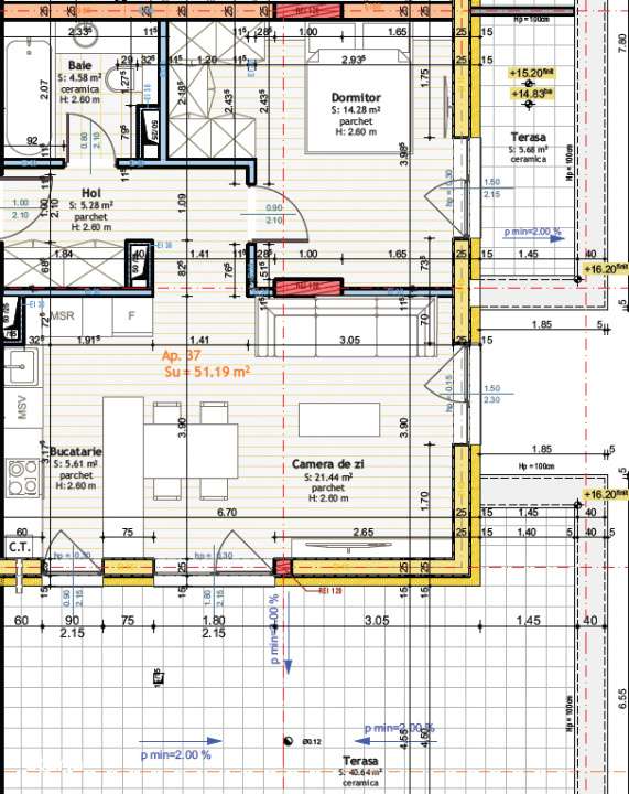 Apartament tip penthouse, terasa 46,32mp, zona Somesului, Floresti — fotografia 3