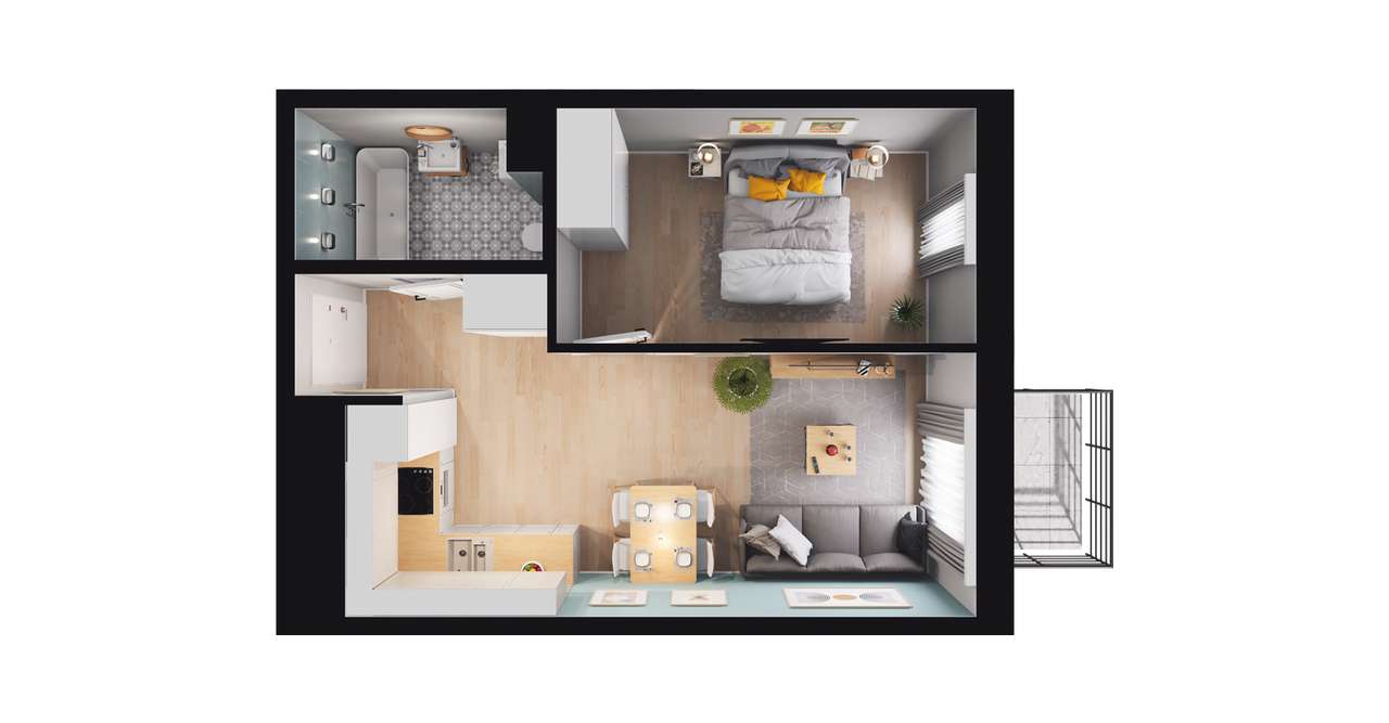 2-pokojowe mieszkanie 42m2 Bez Prowizji - Pełny obrazek: 2/8