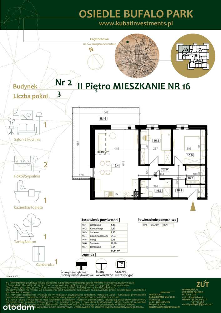 3-pokojowe mieszkanie 61m2 + balkon Bezpośrednio - Pełny obrazek: 2/7