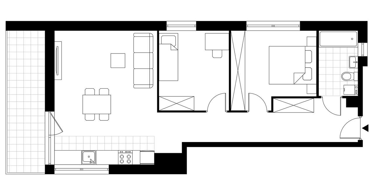 3-pokojowe mieszkanie 60m2 + balkon - Pełny obrazek: 3/8