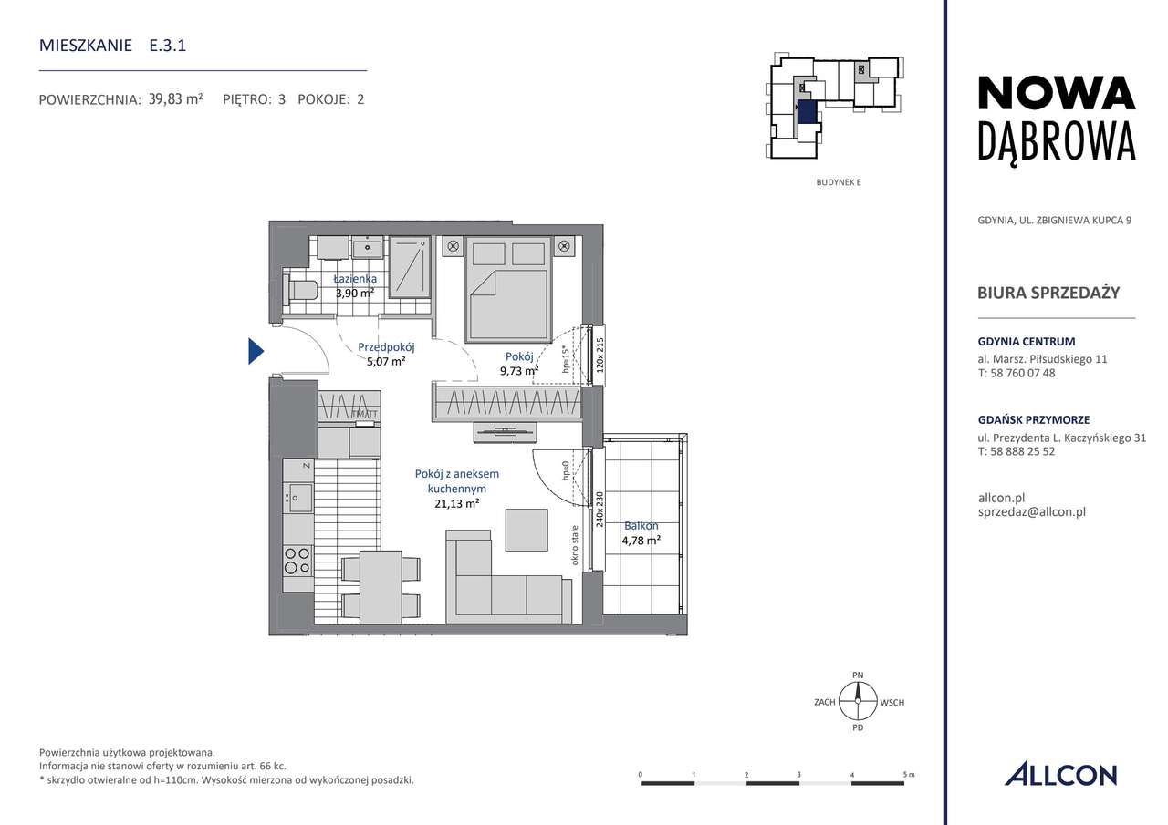 2-pokojowe mieszkanie 39m2 + balkon - Pełny obrazek: 2/7