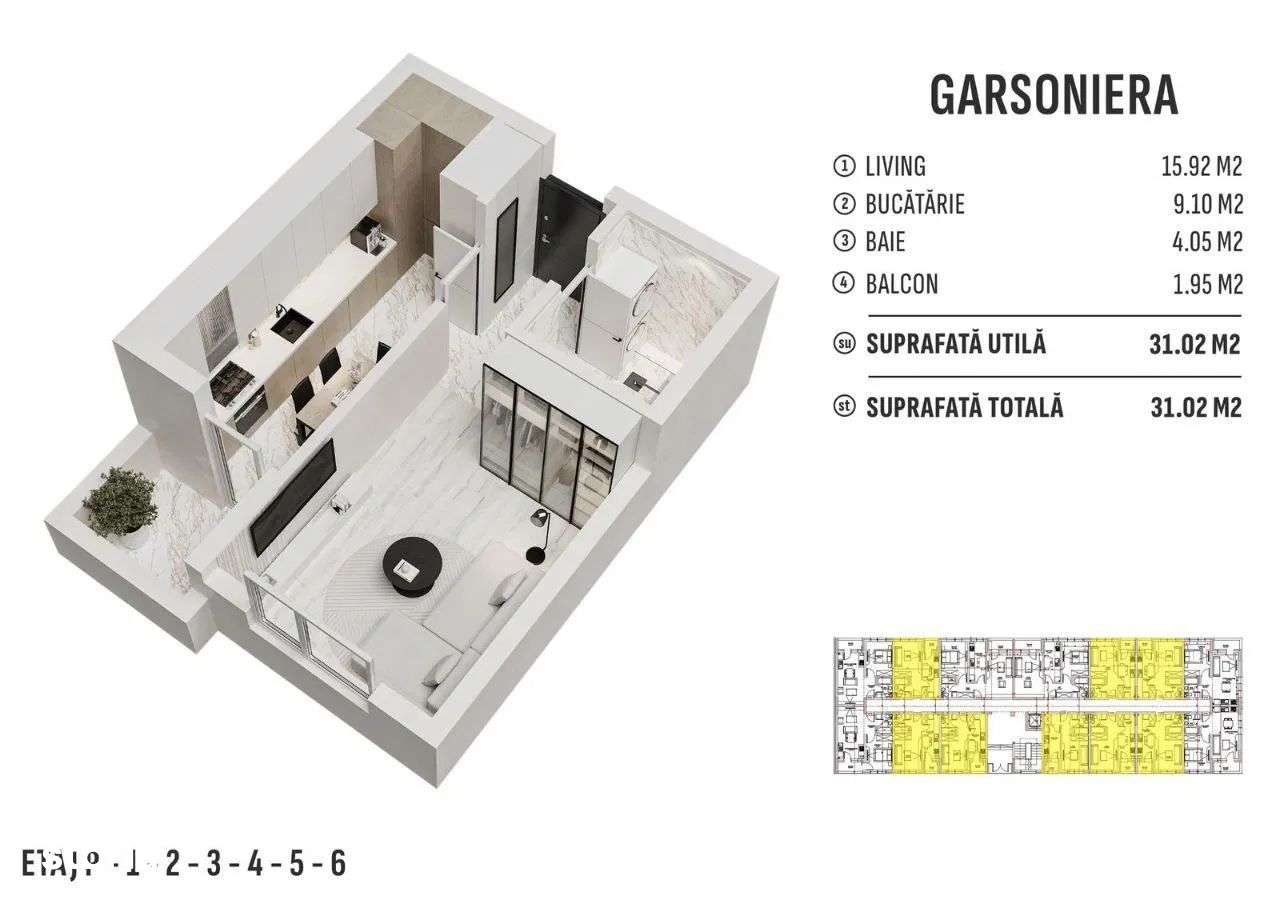 Garsoniere, studiouri, apartamente moderne si confortabile - Imagine principală: 4/6