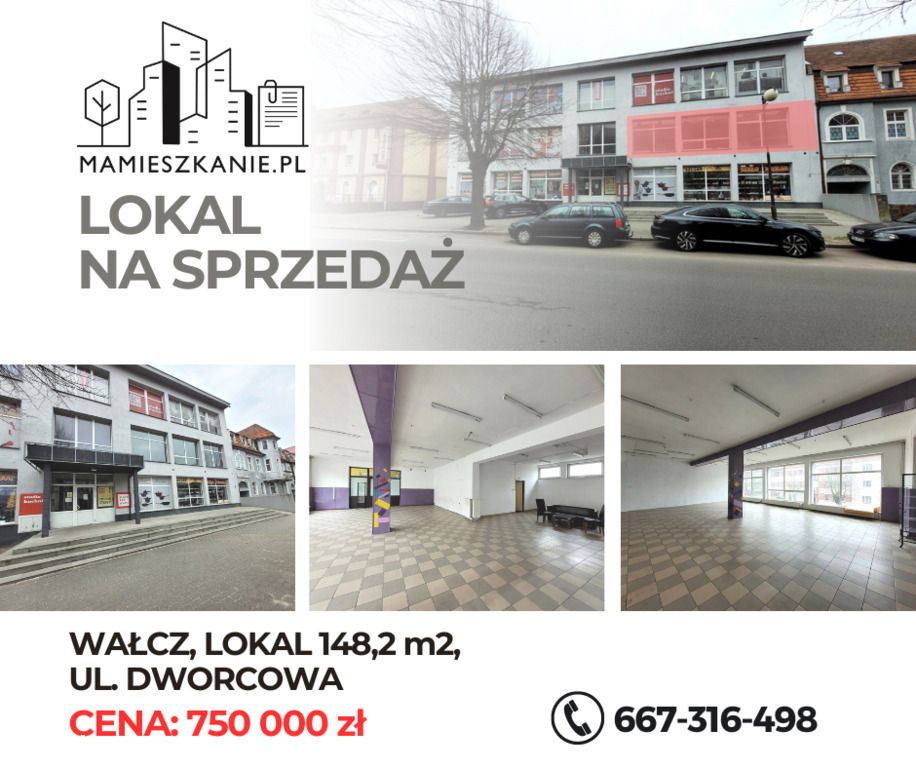 Na sprzedaż, lokal użytkowy 148m2, Dworcowa, Wałcz