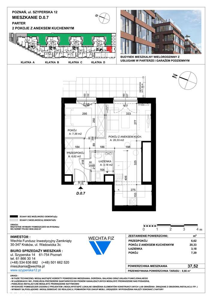 2-pokojowe mieszkanie 37m2 + taras Bez Prowizji - Pełny obrazek: 2/7