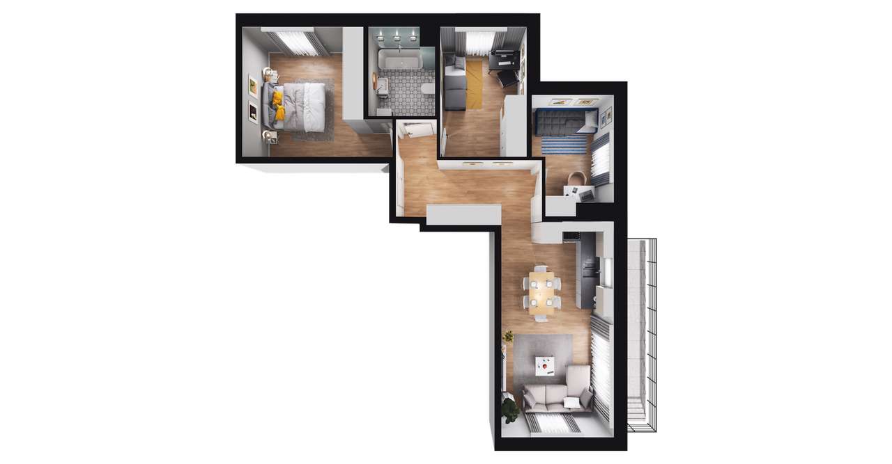 4-pokojowe mieszkanie 67m2 + balkon Bez Prowizji - Pełny obrazek: 2/7