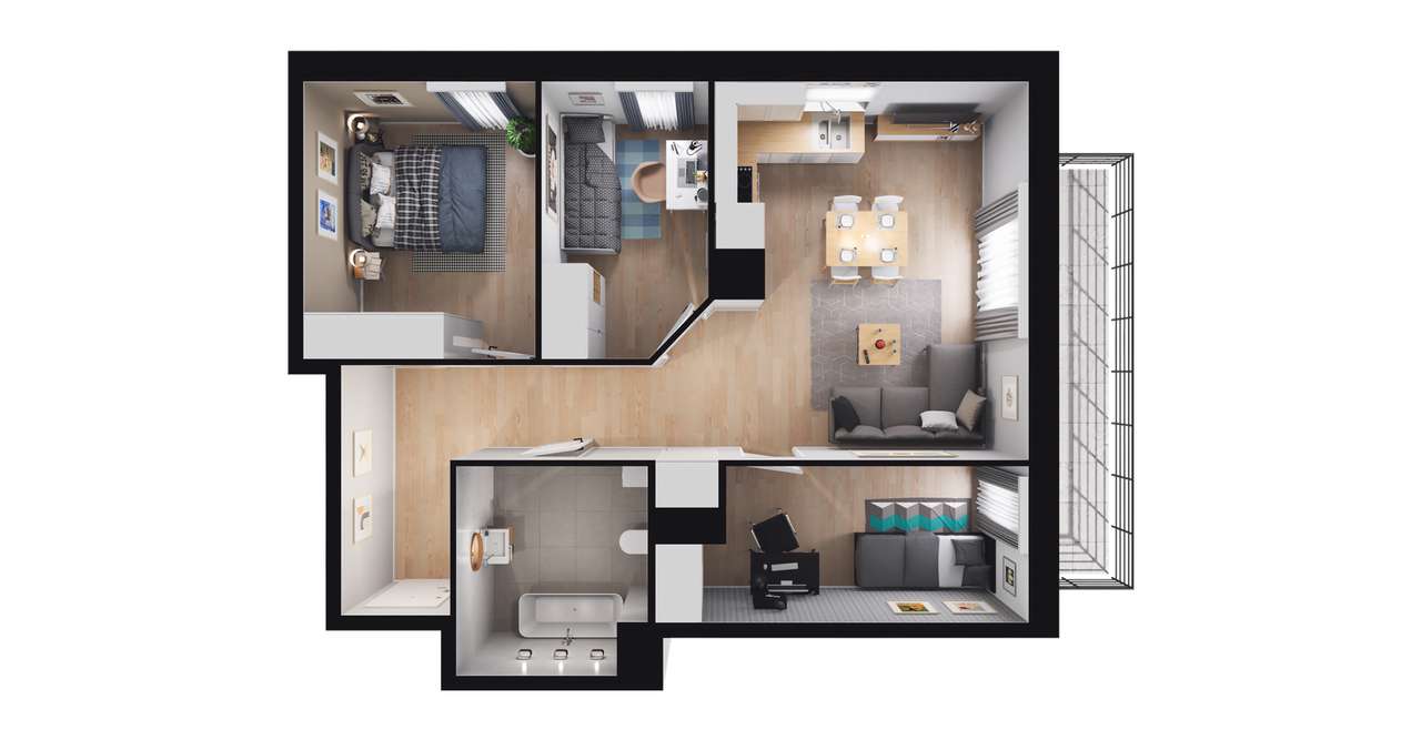 4-pokojowe mieszkanie 60m2 Bezpośrednio - Pełny obrazek: 2/8