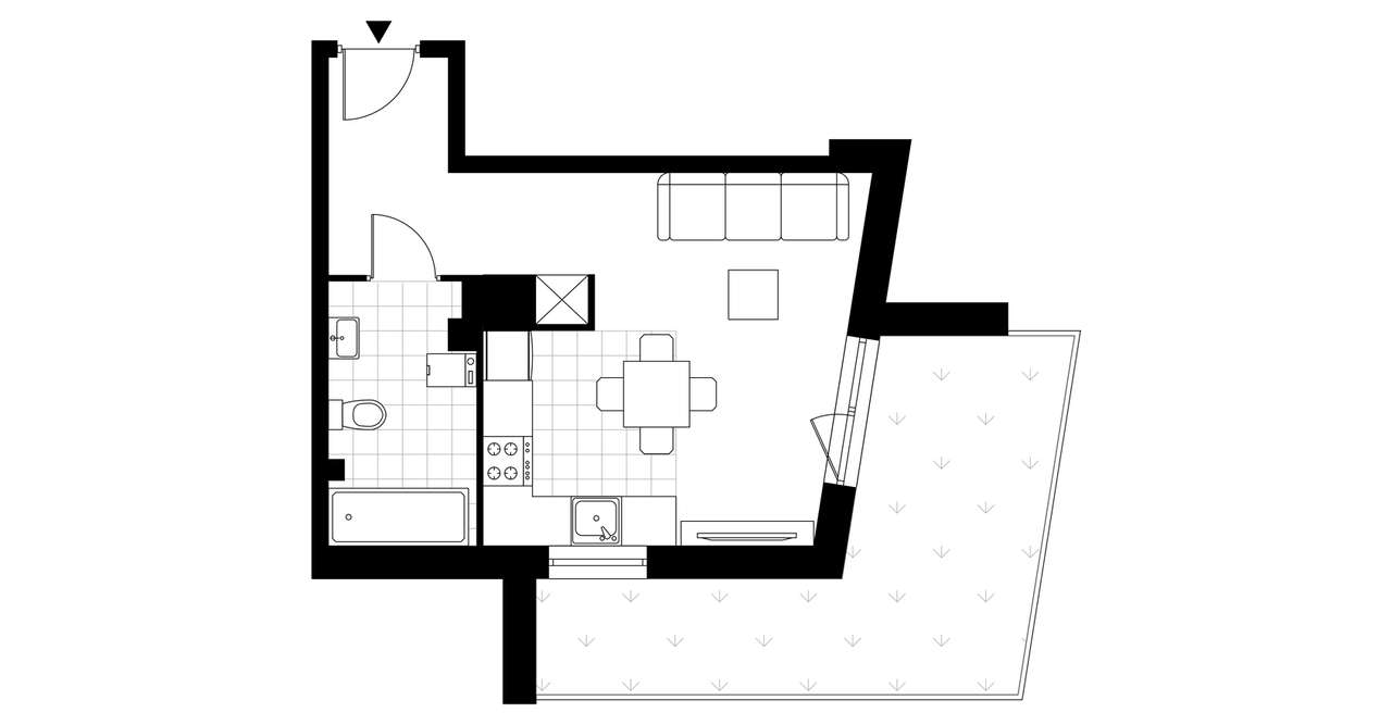 1-pokojowe mieszkanie 28m2 + taras Bez Pośredników - Pełny obrazek: 4/7