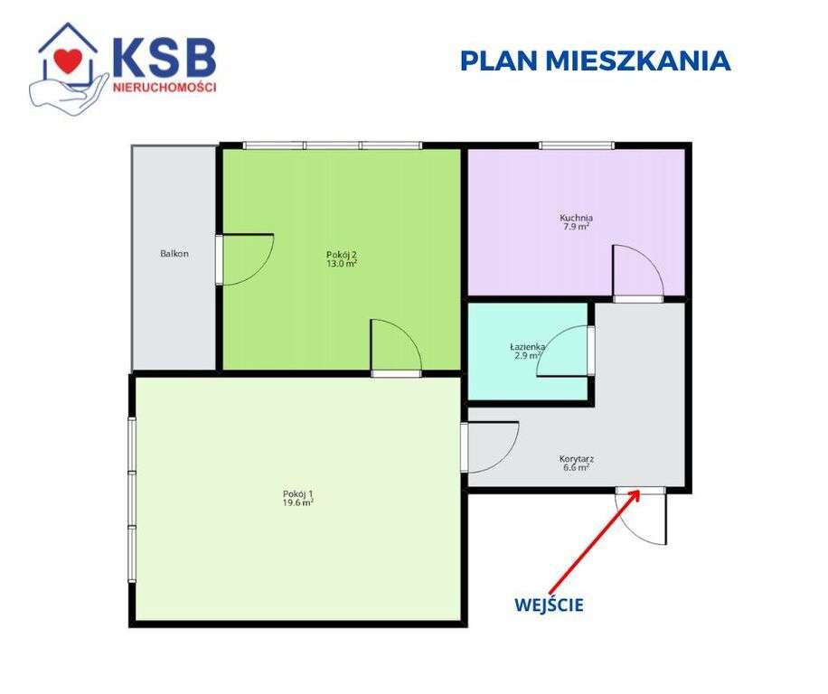 Mieszkanie-2 pokoje, parter–50,12m2-ul. Kopernika-18