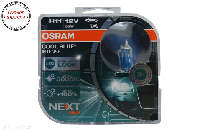 Set 2 Becuri Auto-Moto Halogen NEXT GEN Osram Cool Blue Intense H11 64211CBN-HCB 1- livrare gratuita - 1