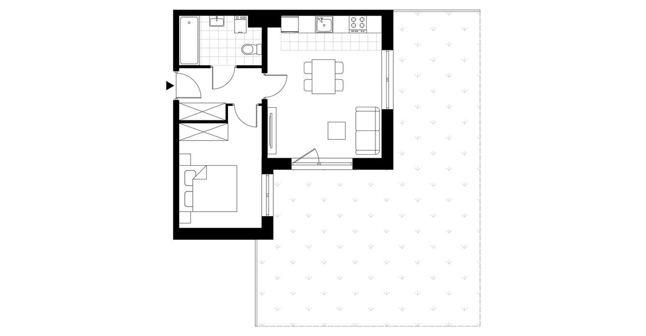 2-pokojowe mieszkanie 40m2 + ogródek Bezpośrednio - Pełny obrazek: 3/5