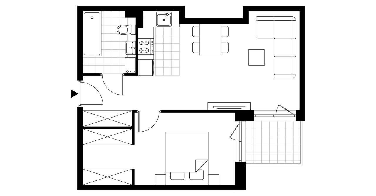 2-pokojowe mieszkanie 44m2 + balkon Bezpośrednio - Pełny obrazek: 3/8