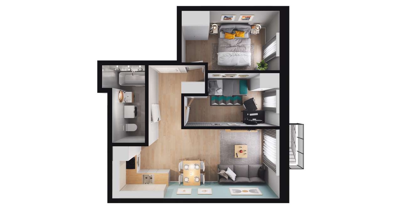 3-pokojowe mieszkanie 51m2 + loggia Bez Prowizji - Pełny obrazek: 2/8