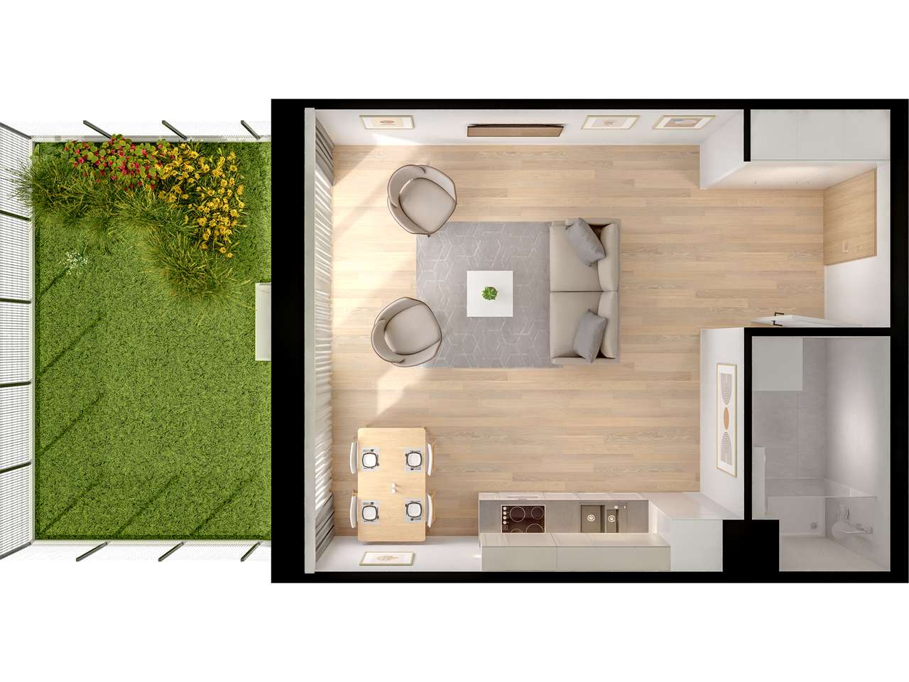 1-pokojowe mieszkanie 35,48 m2 + ogródek - Pełny obrazek: 4/9