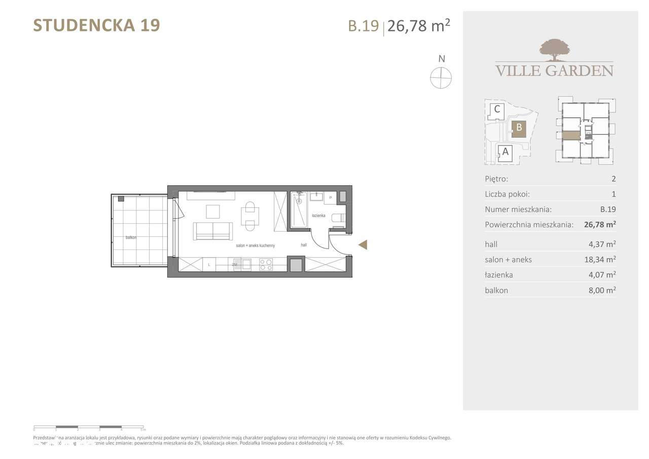 Ville Garden | mieszkanie 1-pok. | B.19 - Pełny obrazek: 3/9