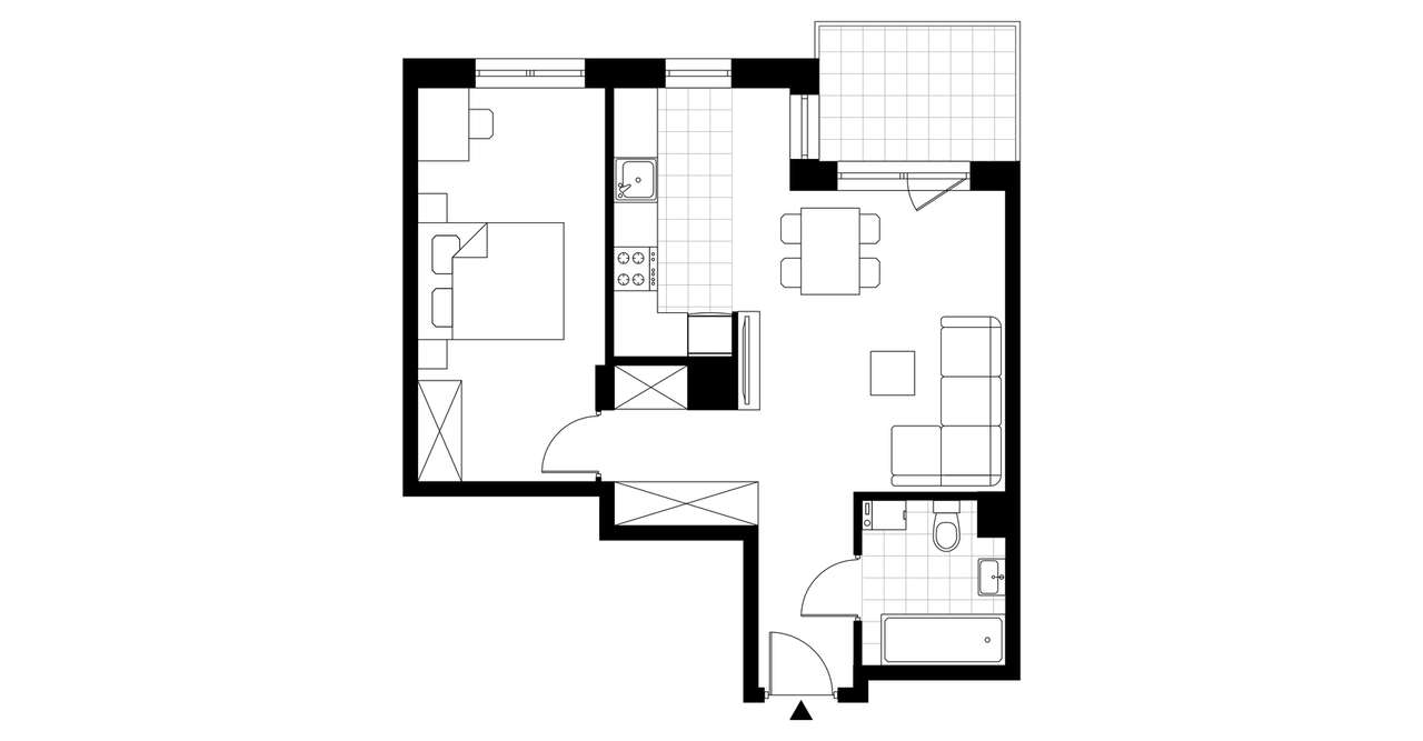 2-pokojowe mieszkanie 46m2 + loggia - Pełny obrazek: 3/6