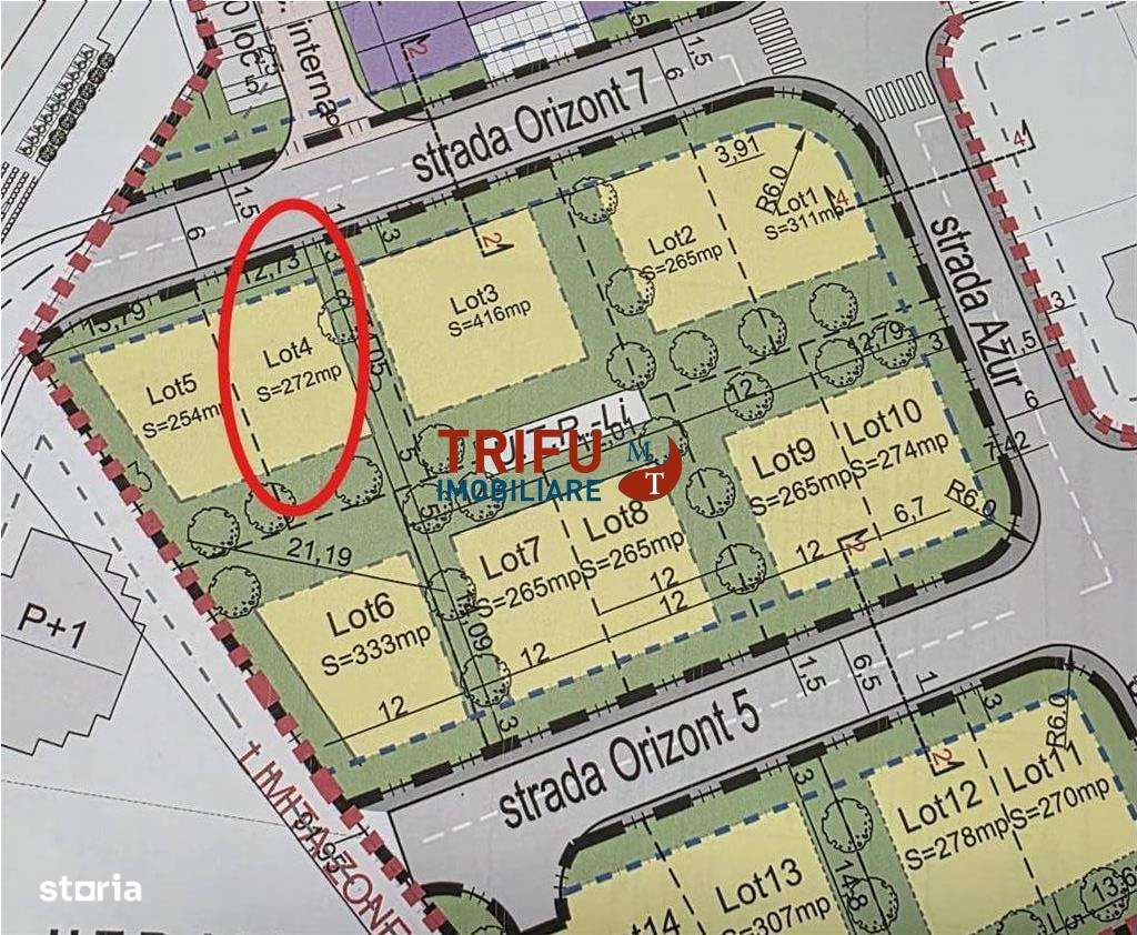 Teren intravilan cu utilitati 272 mp zona Orizont-0