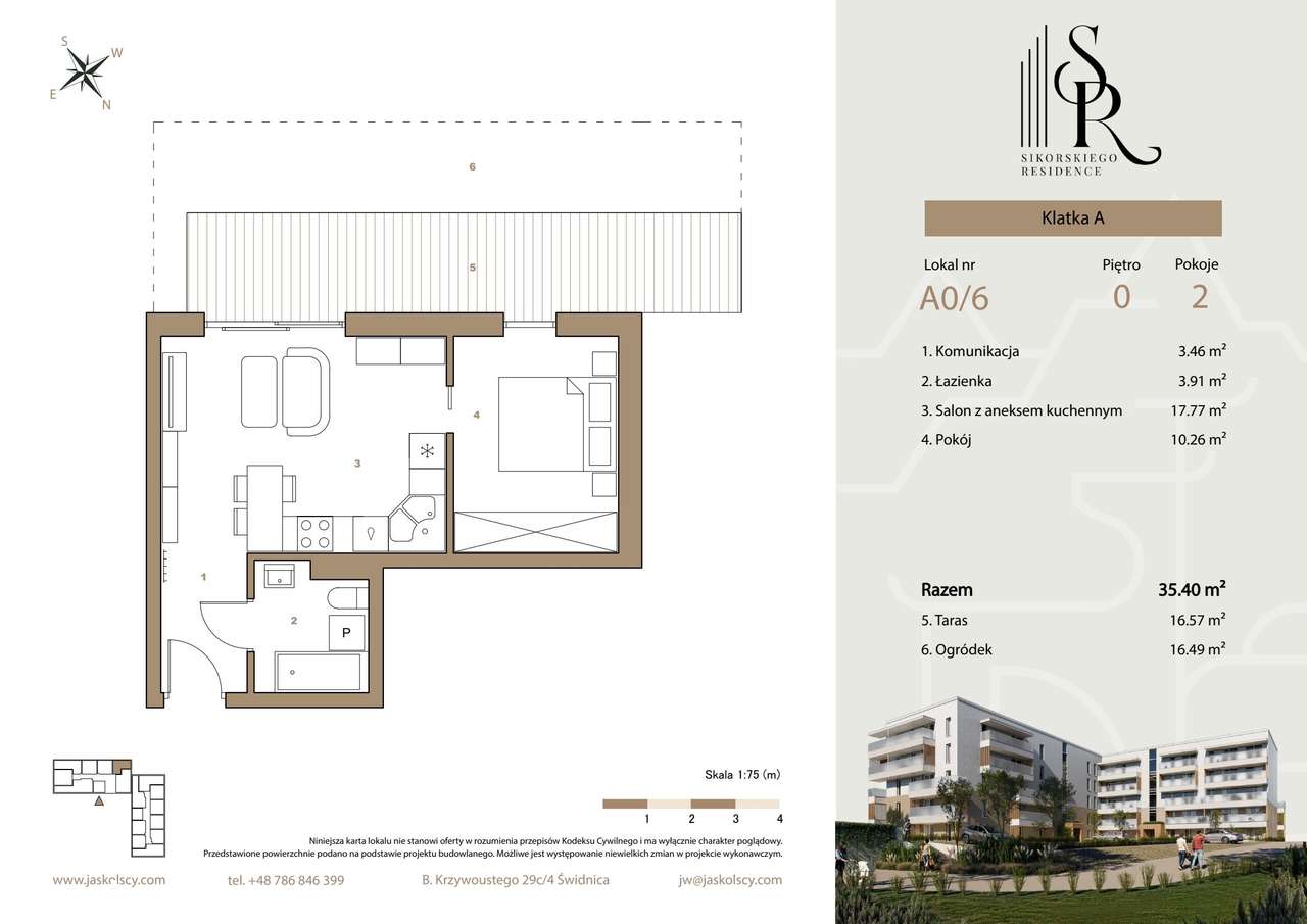 2-pokojowe mieszkanie 35m2 + ogródek Bezpośrednio - Pełny obrazek: 2/7