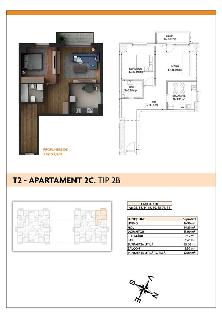 Apartament doua camere decomandat 3 minute metrou  , Sector 4-10
