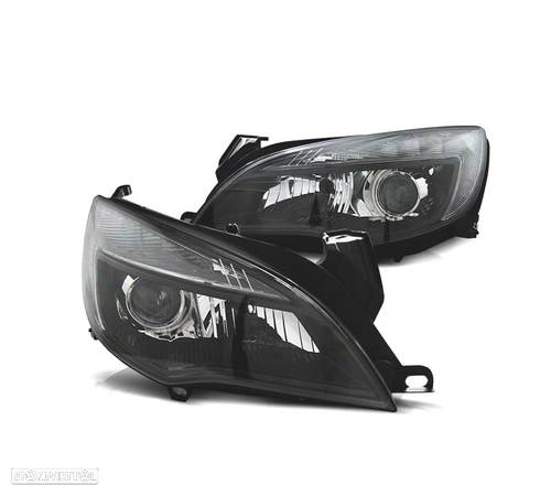 FAROIS FRONTAIS PARA OPEL ASTRA J 09-15 LUZ DIURNA LED FUNDO PRETO - 1