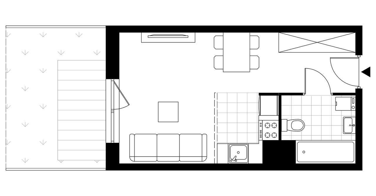 1-pokojowe mieszkanie 26m2 + ogródek - Pełny obrazek: 2/7