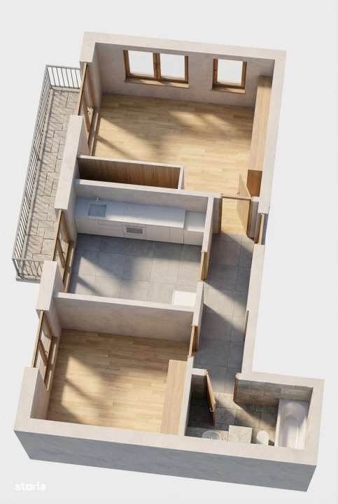 Apartament 2 CAM, SU 57.32MP BALLCON, zona FLORILOR-2