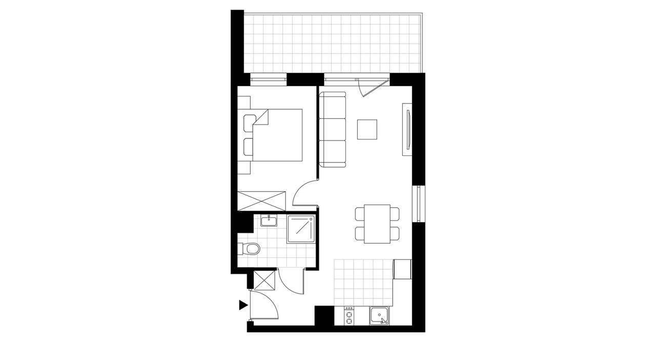 2-pokojowy apartament inwestycyjny 37m2 + balkon - Pełny obrazek: 3/8