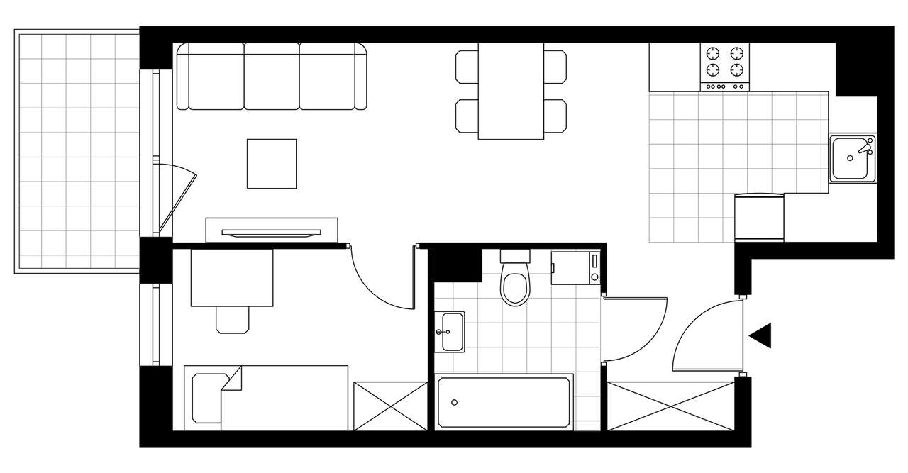 1-pokojowe mieszkanie 34m2 Bez Pośredników - Pełny obrazek: 3/8