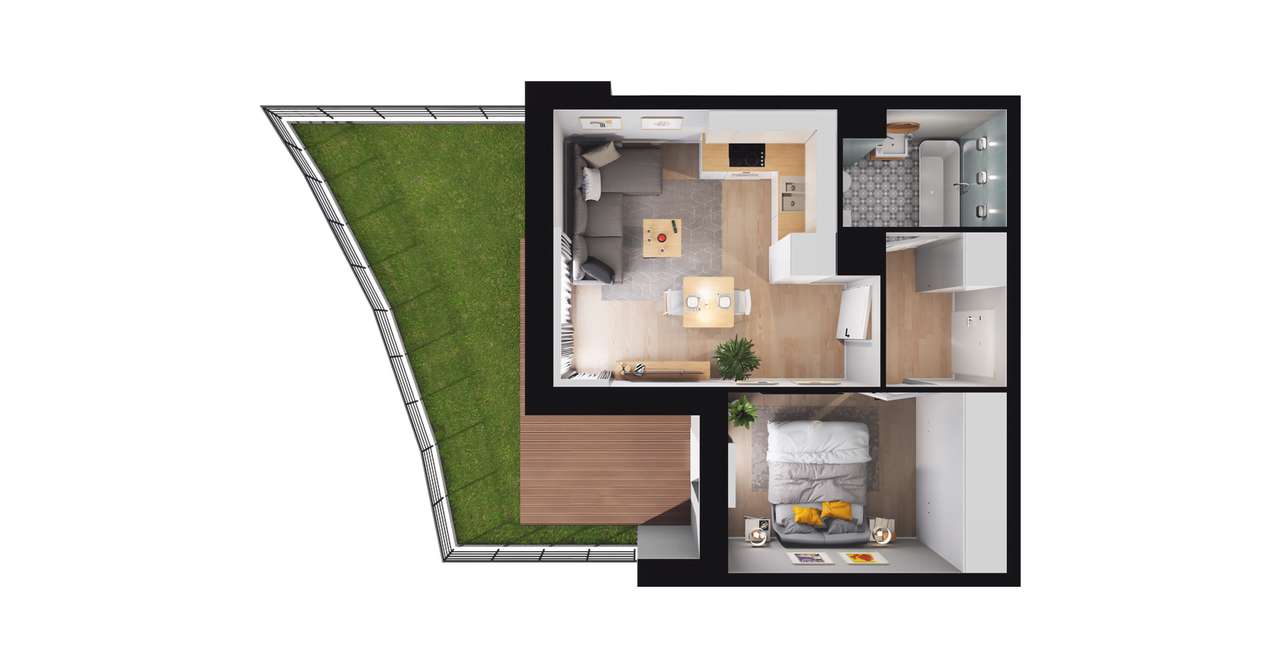 2-pokojowe mieszkanie 32m2 + ogródek Bez Prowizji - Pełny obrazek: 3/7