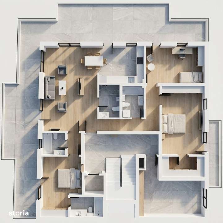 Apartament 4 CAM, SU 126.34 MP, 2 TERASE zona IRIS-1