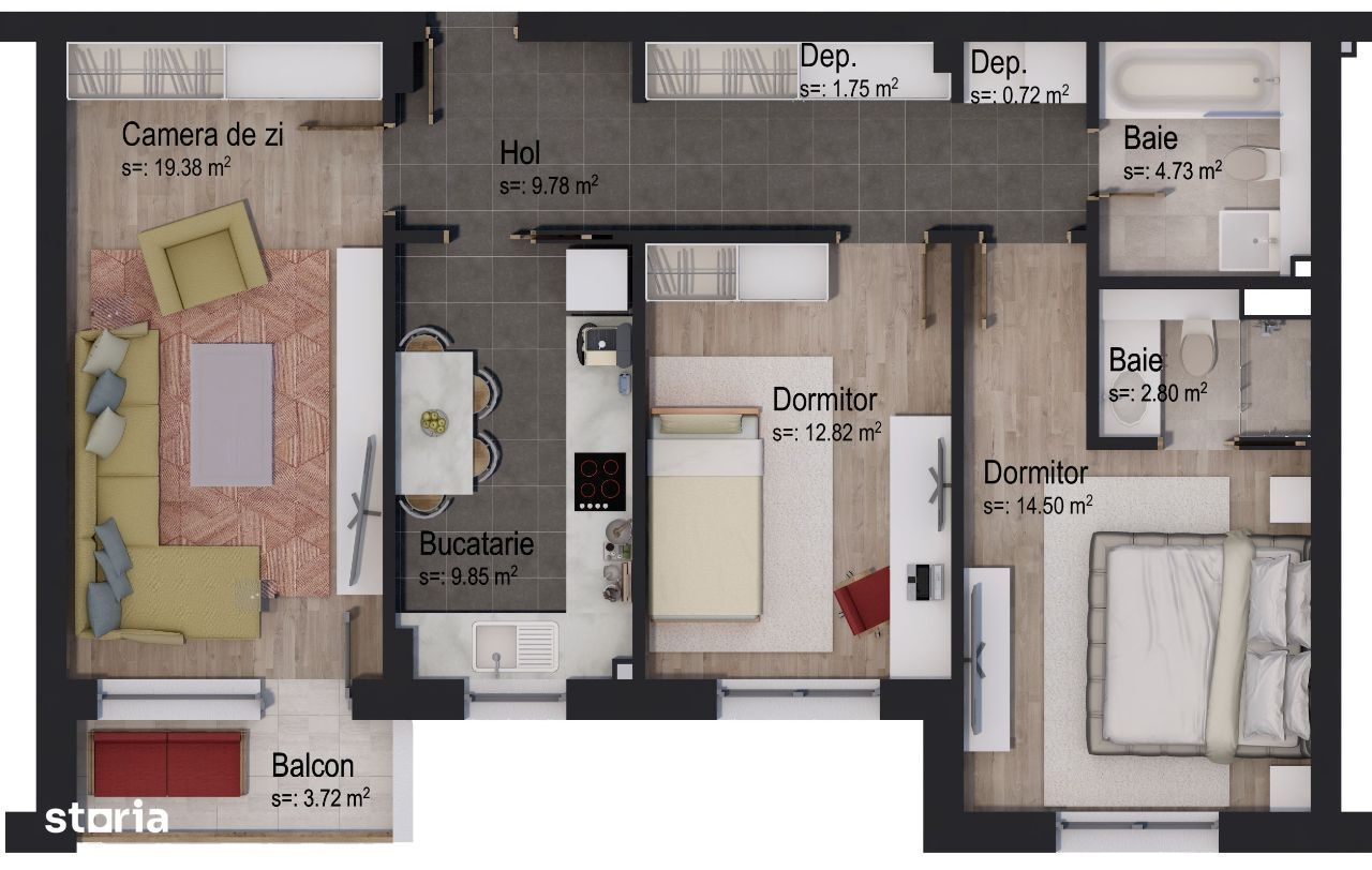 Apartament cu 3 camere în clădire de 4 etaje *DSICOUNT aplicat
