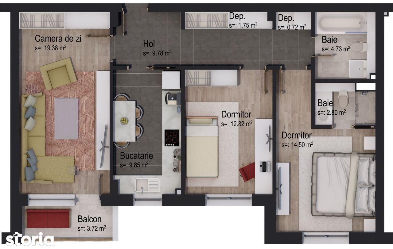Apartament cu 3 camere în clădire de 4 etaje *DSICOUNT aplicat