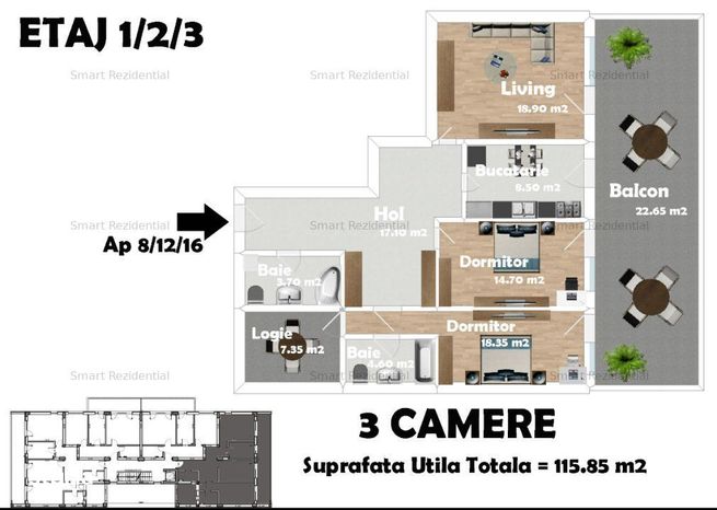 3 camere Decebal/Piata Alba Iulia- finisaje Premium-Dezvoltator