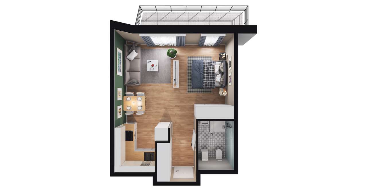 1-pokojowe mieszkanie 36m2 + balkon Bez Prowizji - Pełny obrazek: 2/8