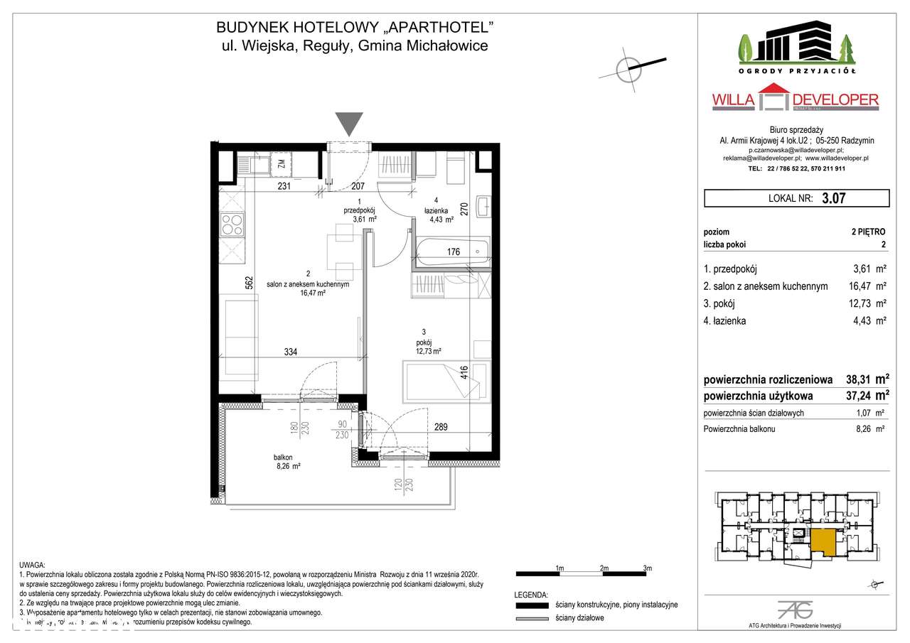 2-pokojowe mieszkanie 37m2 + balkon Bezpośrednio - Pełny obrazek: 3/6