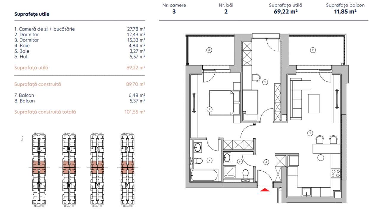 Apartament 3 Camere -Tip 3 H / Hils Nord - Pipera - Autostrada A 3  Co-5
