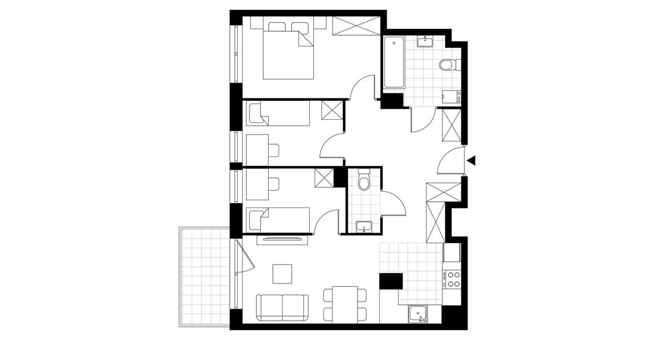 4-pokojowe mieszkanie 63m2 + balkon - Pełny obrazek: 3/8