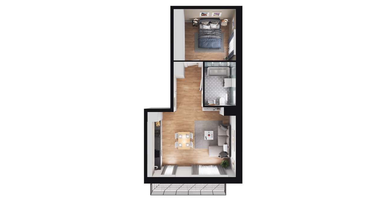 2-pokojowe mieszkanie 43m2 + balkon Bez Prowizji - Pełny obrazek: 3/9