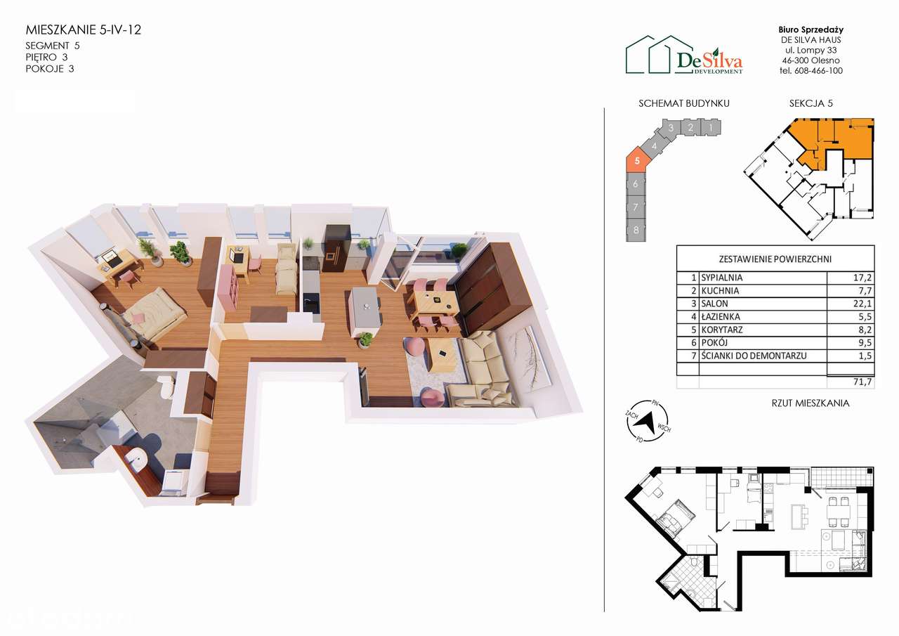 Mieszkanie 3 pokojowe + kuchnia - nowy blok koło lasu blisko centrum - Pełny obrazek: 2/19