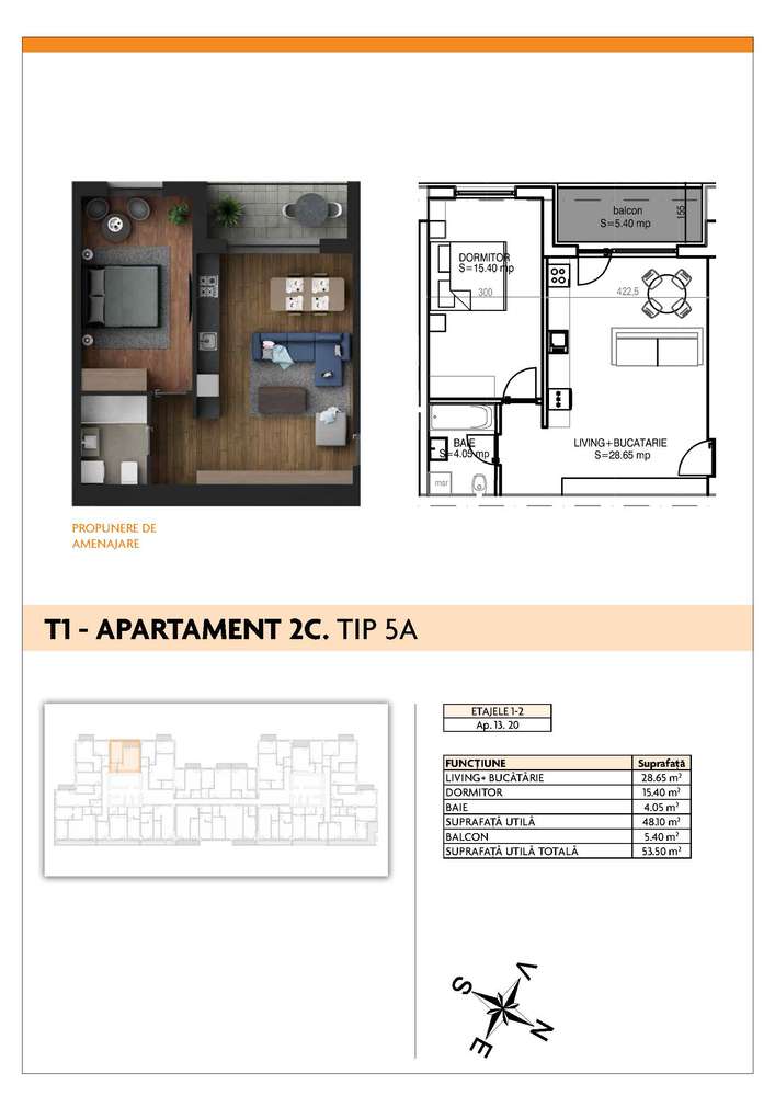 || SOSEAUA BERCENI || Apartament 2 camere - 54 mp - Imagine principală: 3/3