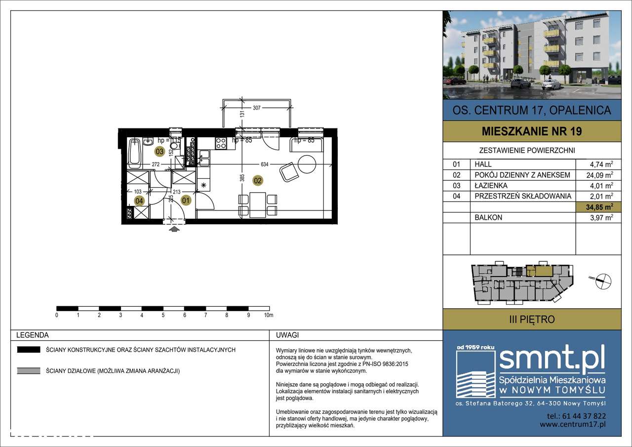 Centrum 17 | mieszkanie 1-pok. | 19 (rezerwacja) - Pełny obrazek: 2/7