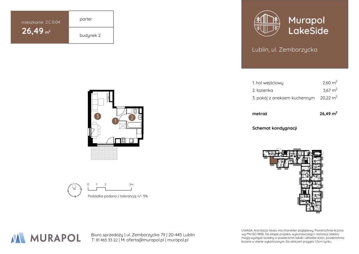 1-pokojowe mieszkanie 26m2 Bez Pośredników - Pełny obrazek: 2/6