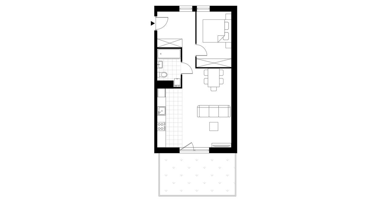 2-pokojowe mieszkanie 46m2 + ogródek - Pełny obrazek: 3/8